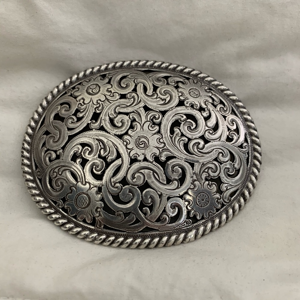 Tony Lama Floral Cutout Belt Buckle